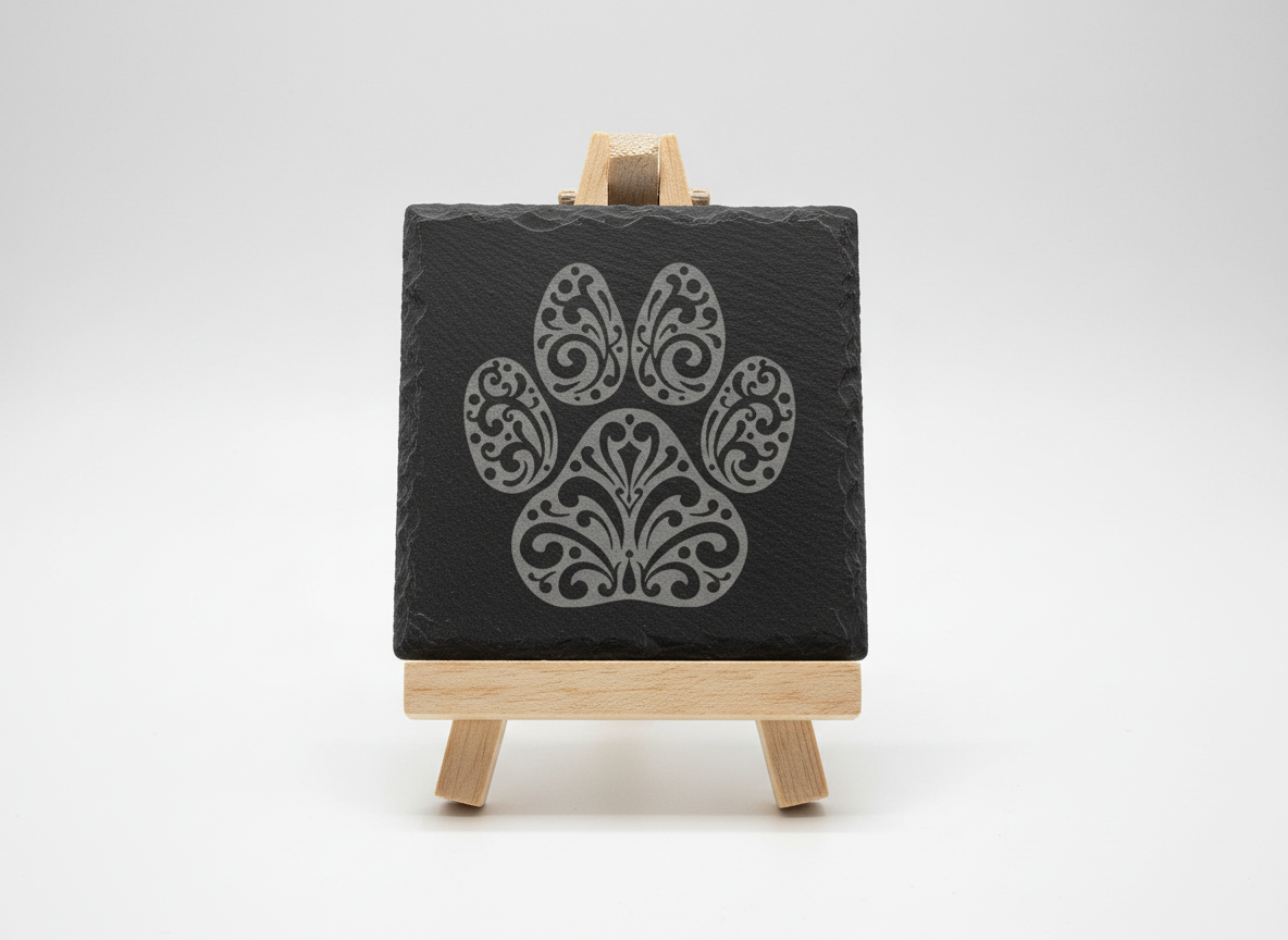Paw Print Slate Coaster